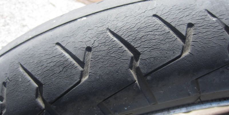 motocycle tire cracked