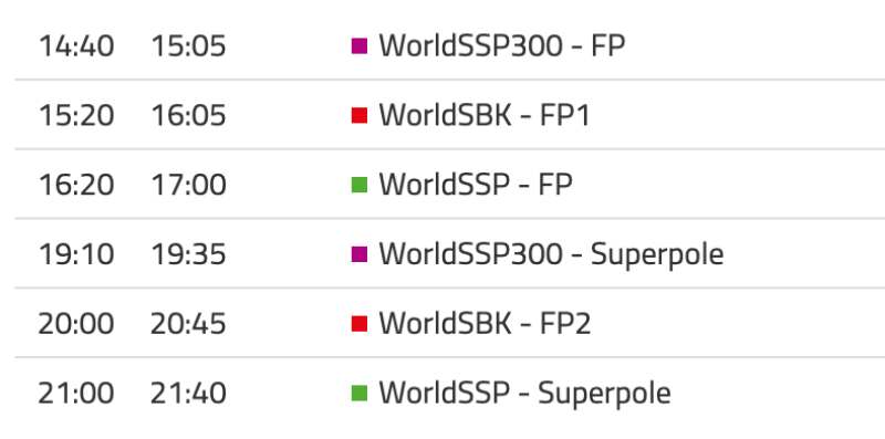 Schedule WorldSBK 2024 Round 6 Czech-1