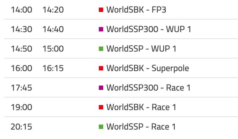 Schedule WorldSBK 2024 Round 6 Czech-1