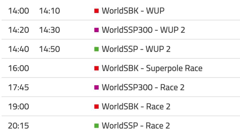 Schedule WorldSBK 2024 Round 6 Czech-1